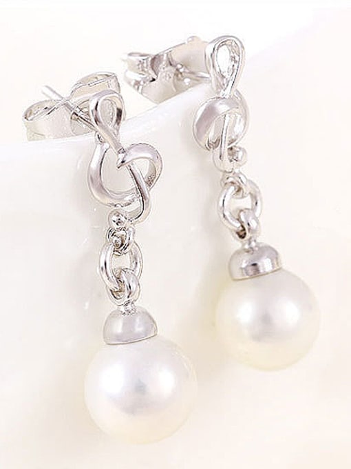 XP Copper Alloy White Gold Plated Fashion Musical Note Pearl stud Earring 2