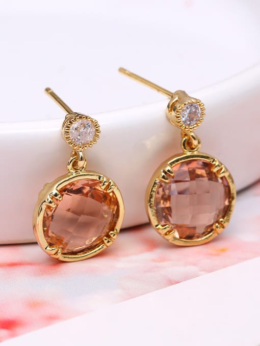 Lang Tony Women Exquisite Round Shaped Glass Earrings 0