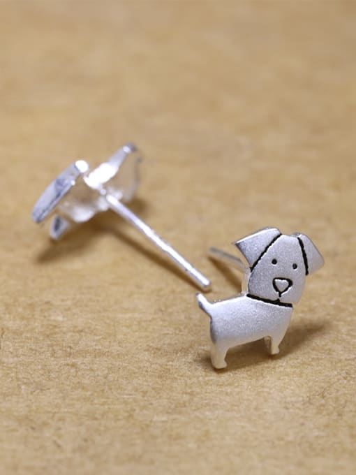 Peng Yuan Tiny Cute Dog 925 Silver Stud Earrings 1