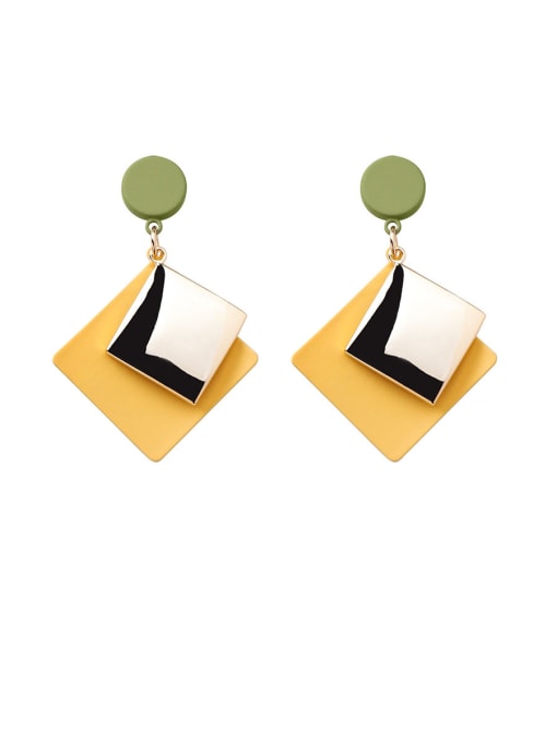 A yellow Alloy With Platinum Plated Simplistic Geometric Drop Earrings