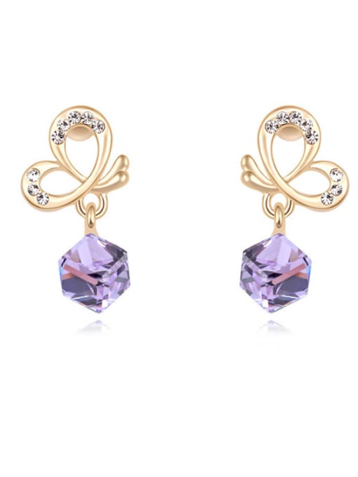 purple Fashion Butterfly Cubic austrian Crystals Alloy Stud Earrings