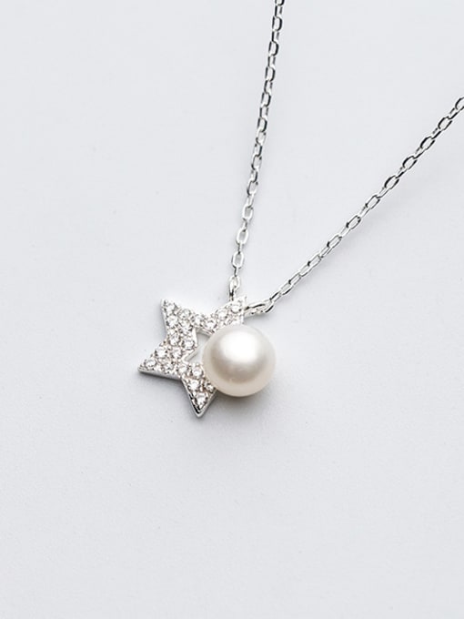 Rosh Elegant Star Shaped Artificial Pearl S925 Silver Necklace 0