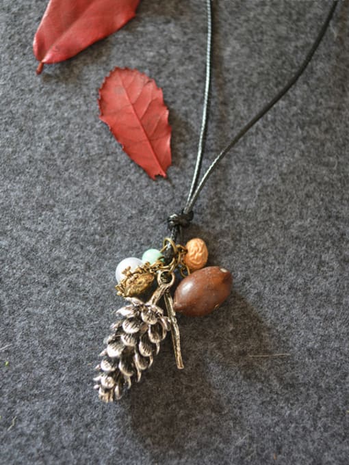 Dandelion Vintage Women Pine Nuts Shaped Necklace 0