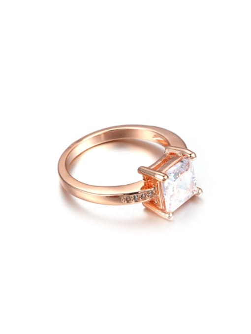 ZK Square Zircons Rose Gold Plated Unisex Ring 1