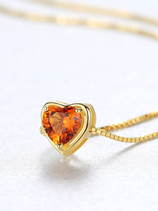 CCUI Sterling silver minimalist heart-shaped semi-precious stones necklace 3