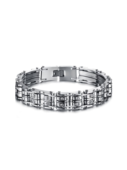 Open Sky Personalized Cubic Rhinestones Titanium Bracelet 0