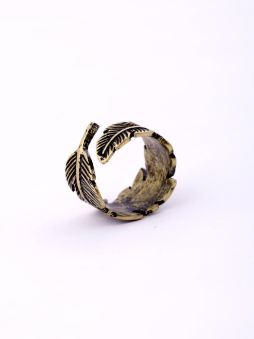 KM Simple Feather Retro Alloy Opening Statement Ring 2