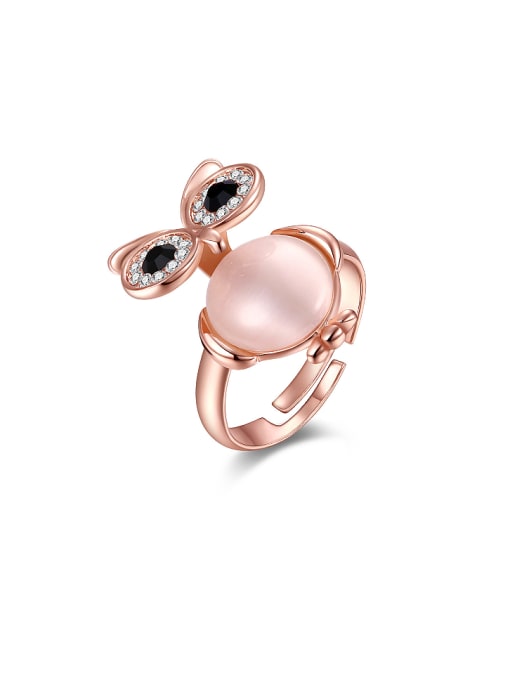 OUXI Temperament Rose Gold Semi-precious Stone Ring