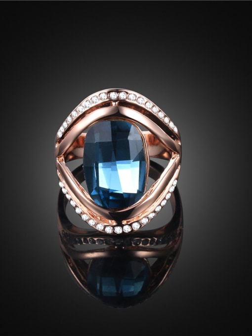 Rose Gold Personality Blue Zircon Rose Gold Plated Ring