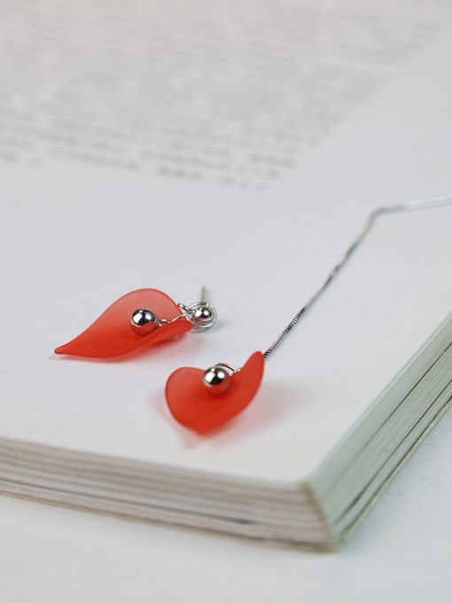 Peng Yuan Asymmetrical Red Petals Bead Earrings 2