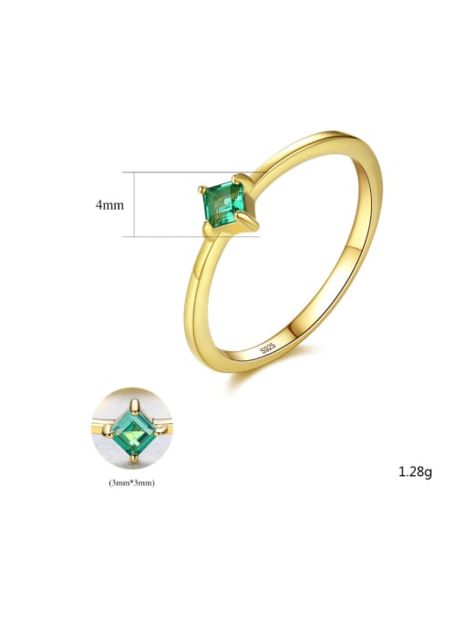 CCUI Sterling silver simple four-claw Emerald semi-precious stone ring 3