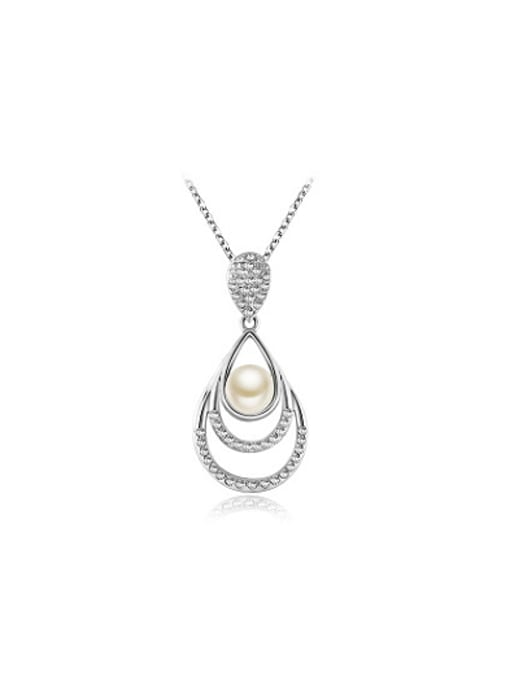 Platinum Elegant Water Drop Artificial Pearl Necklace