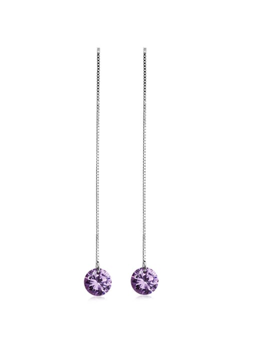 OUXI 925 Sterling Silver Crystal threader earring 0