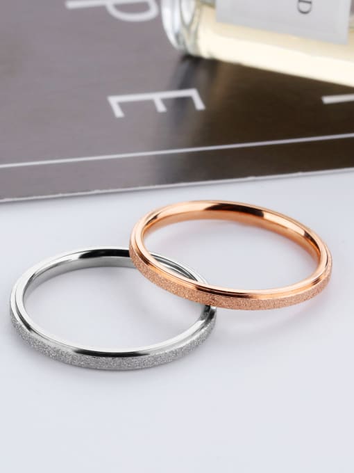 Open Sky Stainless Steel With Rose Gold Plated Simplistic frosted Round Band Rings 2