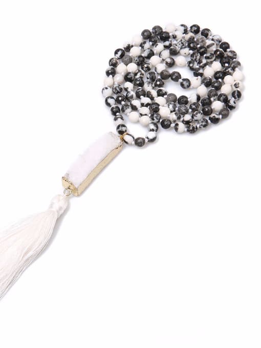 N6064-A Bohemia Style Natural Stone Crystal Necklace