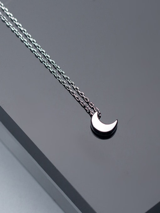 Rosh Temperament Moon Shaped S925 Silver Necklace 0