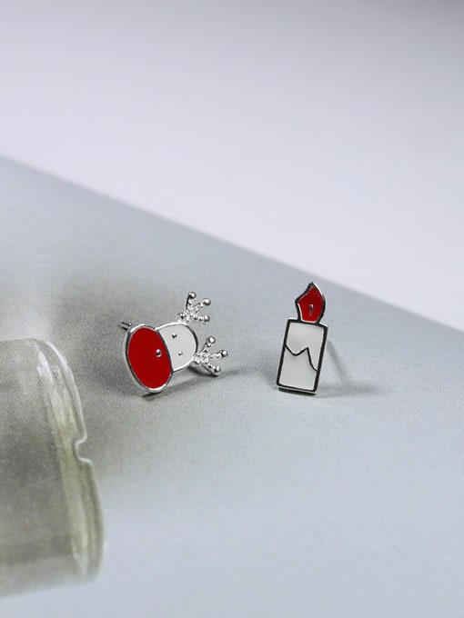 Peng Yuan Personalized Tiny Deer Candle 925 Silver Enamel Stud Earrings 0