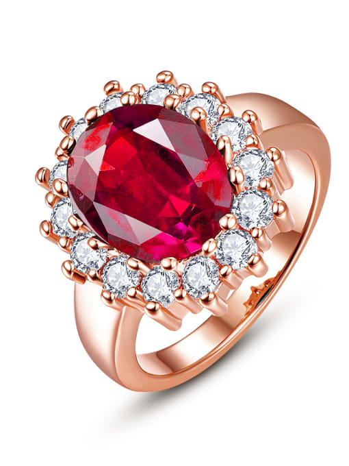 Rosegold,red Women 18K Gold Zircon Engagement Ring