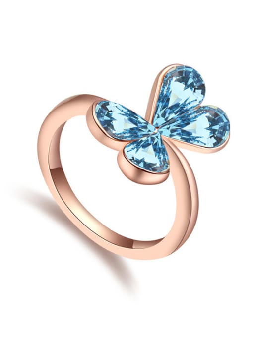 blue Simple austrian Crystals Butterfly Alloy Ring