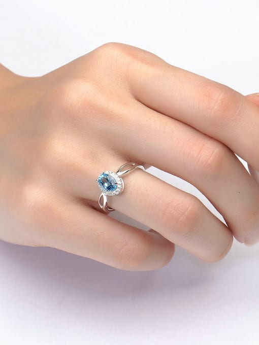 ZK Natural Swiss Blue Topaz Platinum Engagement Ring 1