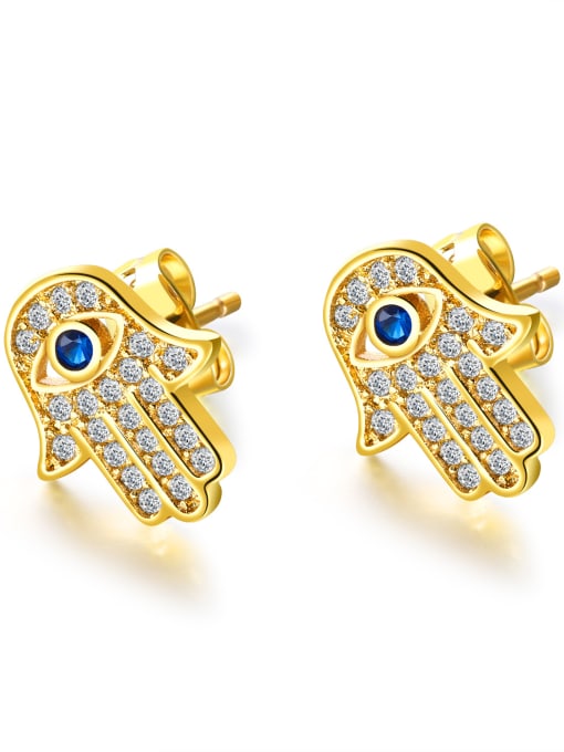 Open Sky Stainless Steel With Gold Plated Personality Evil Eye Stud Earrings 0