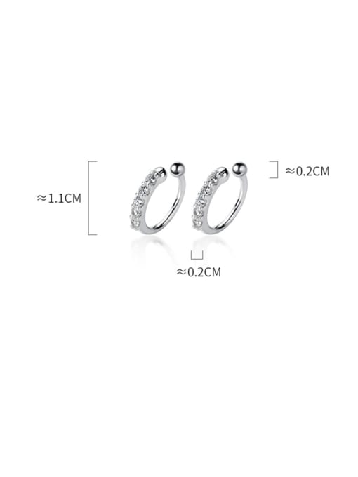 Rosh 925 Sterling Silver With  Cubic Zirconia  Simplistic Round Clip On Earrings  Ear clip 4