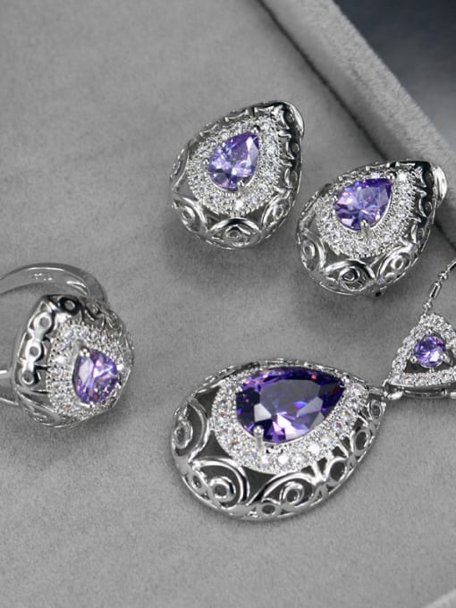 Violet Ring 7 Yards Retro Wedding Accessories Color Jewelry Set