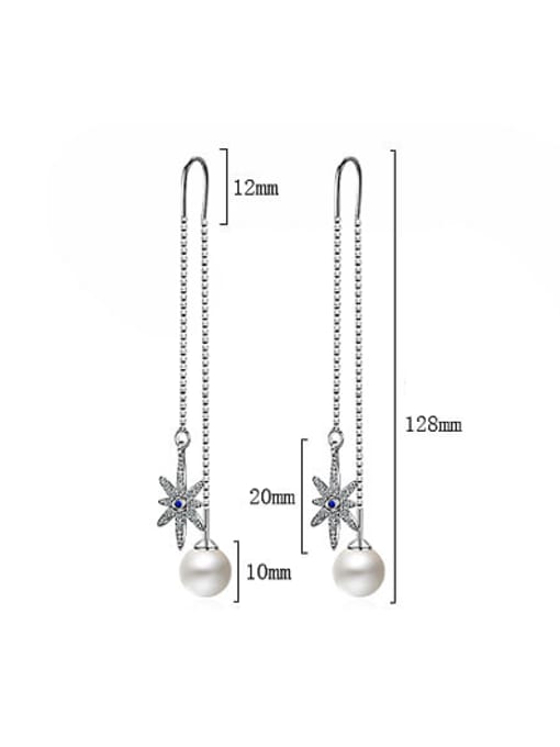 Rosh Fashion Shiny Zirconias Star Imitation Pearl Line Earrings 4