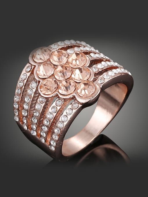 Wei Jia Fashion Rose Gold Plated Cubic Rhinestones-covered Alloy Ring 0