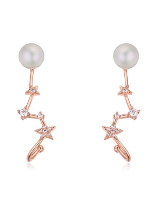 Rose Gold Fashion AAA Zirconias-studded Star Imitation Pearls Alloy Stud Earrings