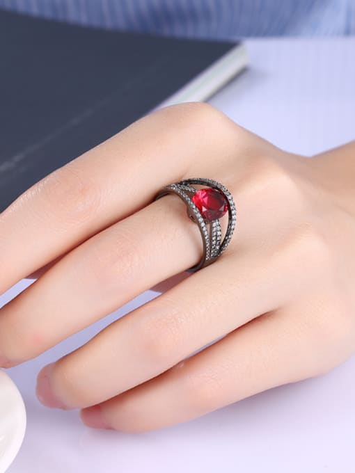 OUXI Personalized Red Stone Rhinestones Ring 1