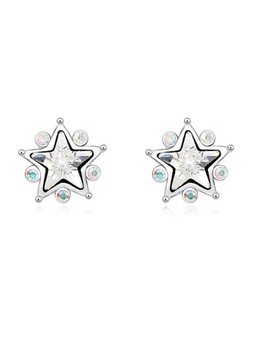 White Fashion Shiny Star austrian Crystals Alloy Stud Earrings