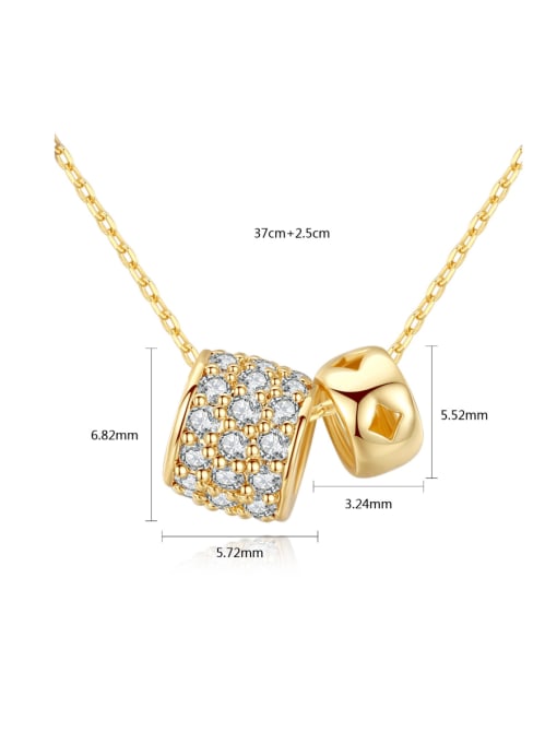 BLING SU Electroplating inlaid 3A zircon simple fashion double ring MINI necklack 3