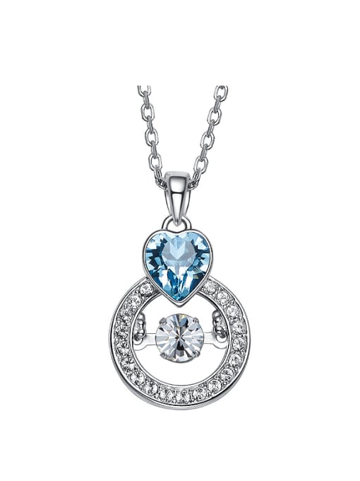 blue Fashion Heart austrian Crystal Cubic Zirconias 925 Silver Pendant