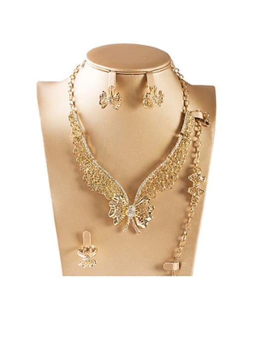Gold Bowknot Colorfast Four Pieces Jewelry Set