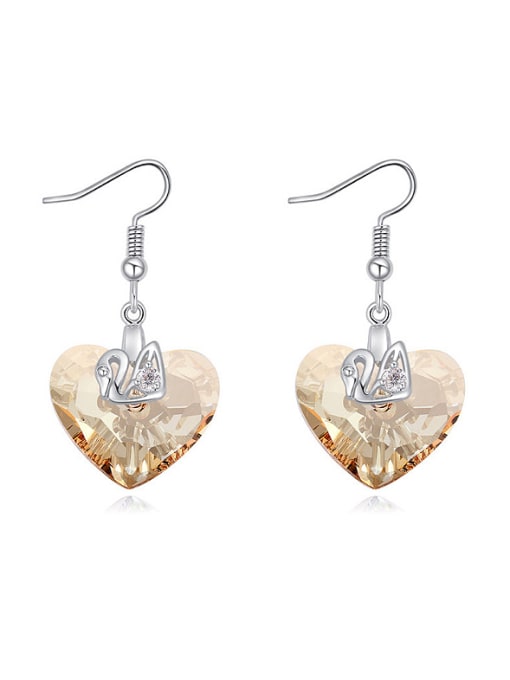 QIANZI Exquisite Heart austrian Crystal Little Swan Alloy Earrings 2
