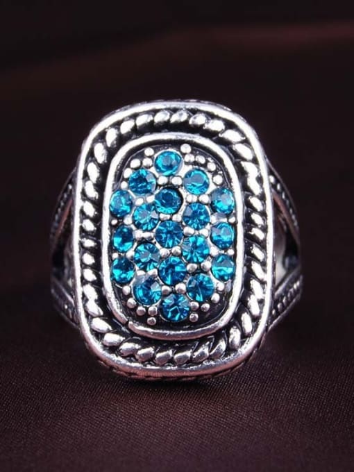 Gujin Retro style Cubic rhinestones Antique Silver Plated Alloy Ring 2