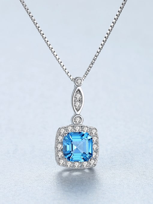 CCUI 925 Sterling Silver With Platinum Plated Delicate Square Necklaces 2