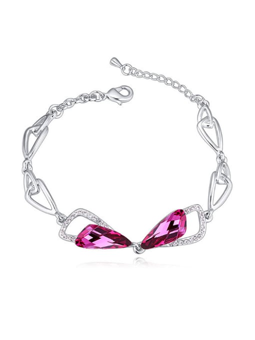 purple Exquisite Swarovaki Crystals-accented Bowknot Alloy Bracelet