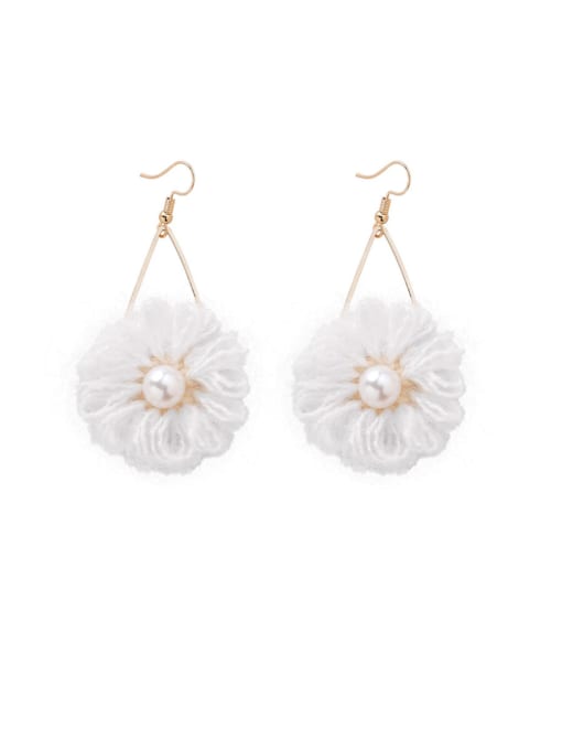 Girlhood Alloy With Rose Gold Plated Personality  Wool Flower Drop Earrings 3