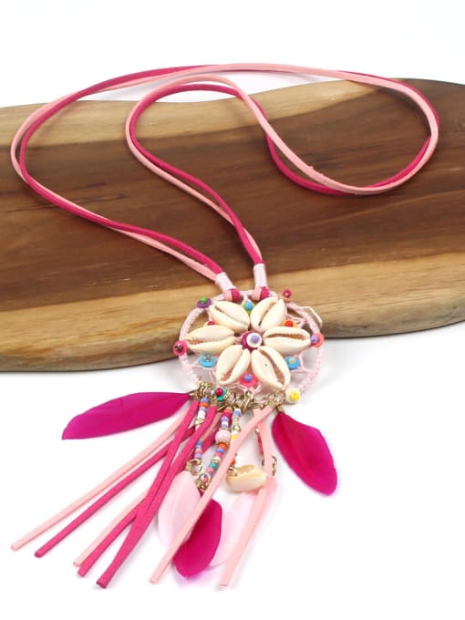 handmade Handmade Retro Style Flower Tassel Pendant Necklace 1