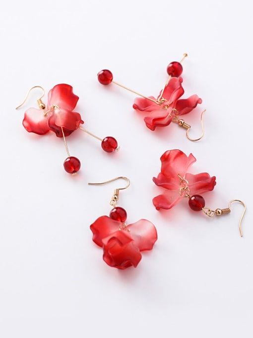 Girlhood Alloy With Rose Gold Plated Fashion Colorful multi-layered petals Hook Earrings 0