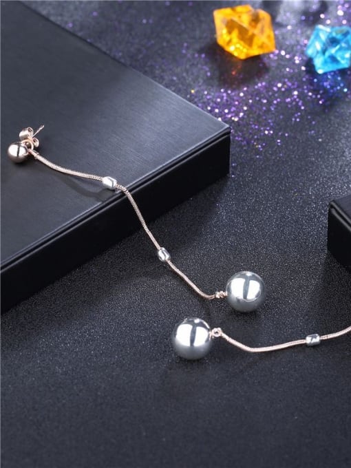 Double Color Creative Rose Gold Plated Beads Drop Earrings