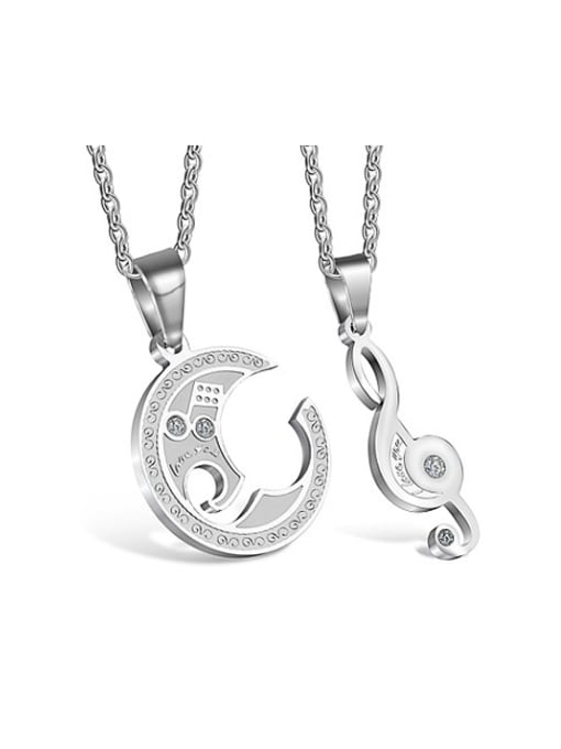 Steel Fashion Music Symbol Lovers Necklace