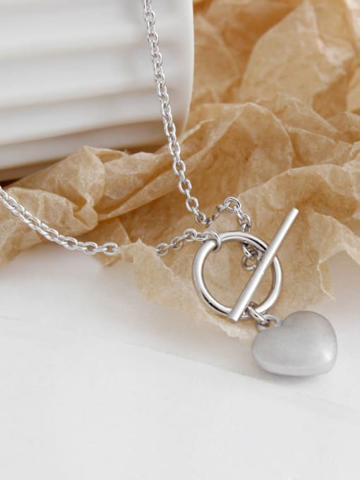 DAKA 925 Sterling Silver With Platinum Plated Simplistic Heart Locket Necklace 1