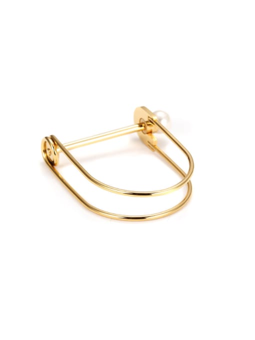 Gold Fashion U Shaped Titanium Steel Pearl Bracelet