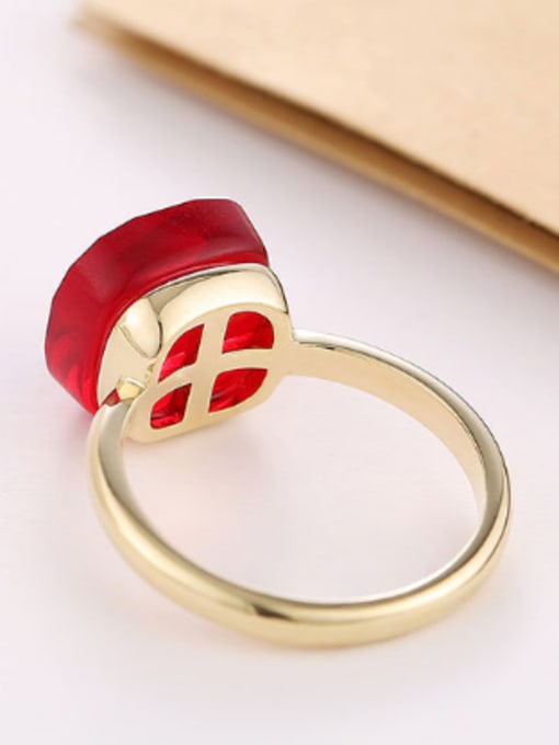 Wei Jia Simple Ruby Crystal Gold Plated Copper Ring 2