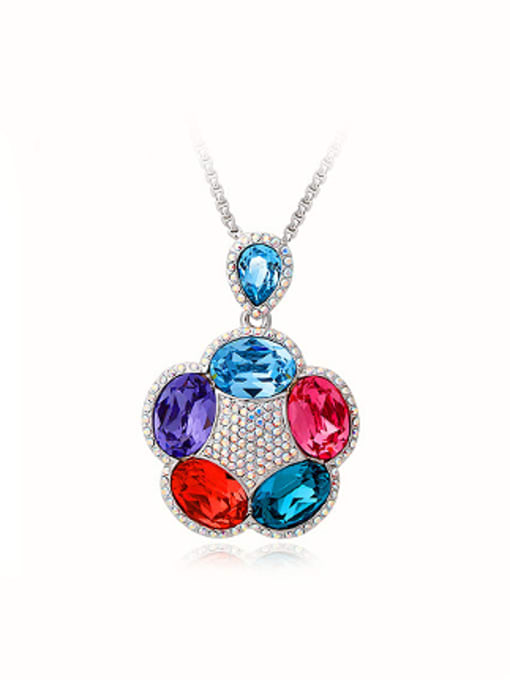 multi-color Fashion austrian Crystals Flowery Necklace