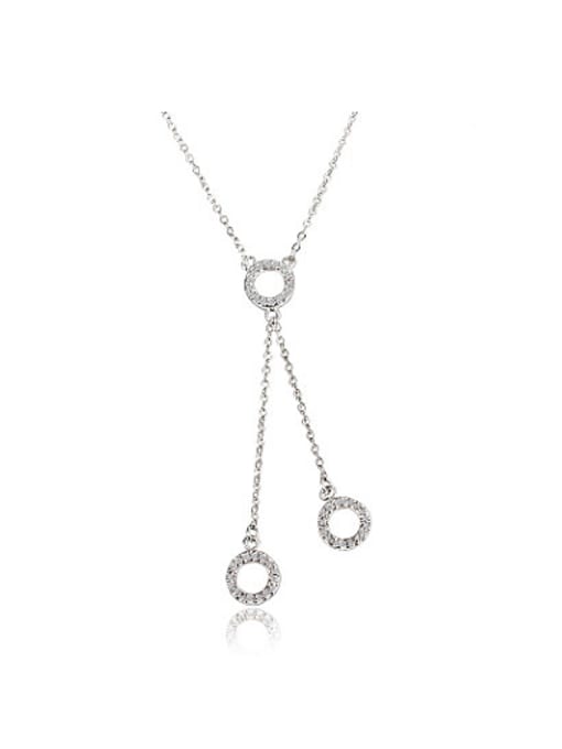 SANTIAGO Exquisite White Gold Plated Round Shaped Zircon Necklace 0