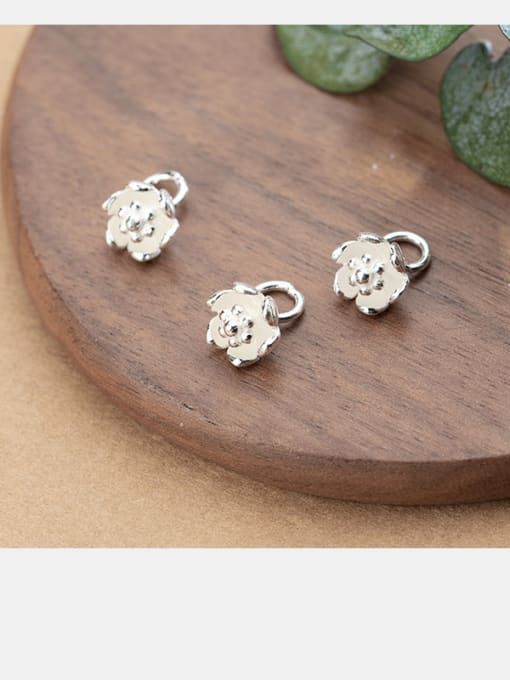 FAN 925 Sterling Silver With Silver Plated Cute Flower Charms 3